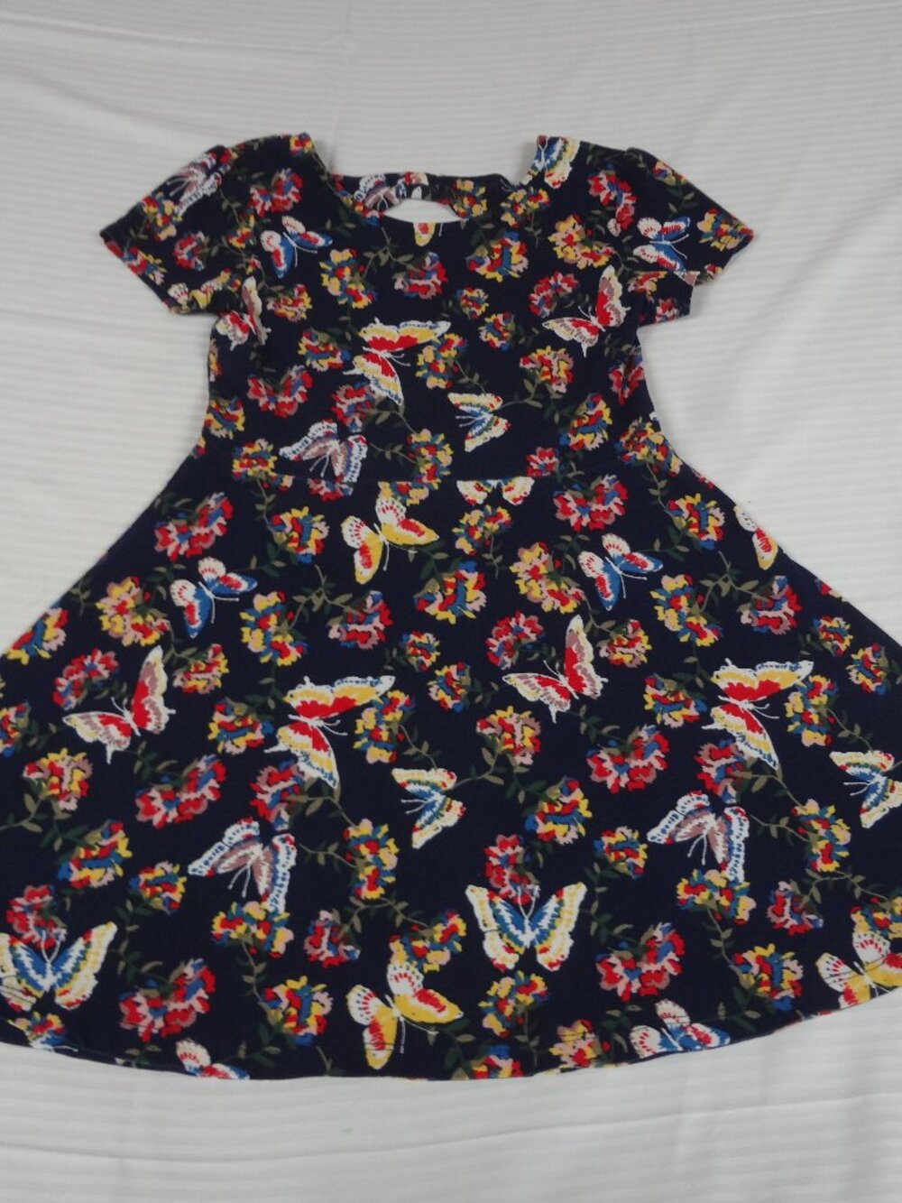 EPIC THREADS ALL OVER BUTTERFLIES NAVY BLUE GIRLS DRESS KIDS SIZE 6 L742